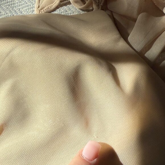 Azazie Dress Womens 6 Beige Bridesmaid Wedding C Cup Maxi Formal Elegant Neutral - Picture 14 of 16